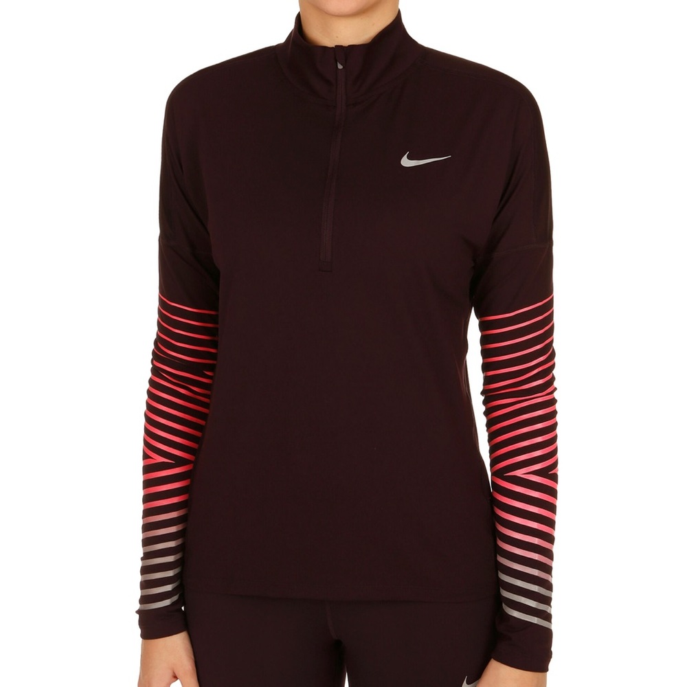 Nike Women’s Dry Element Flash Running Long Sleeve Maroon Pink Pullover Size S